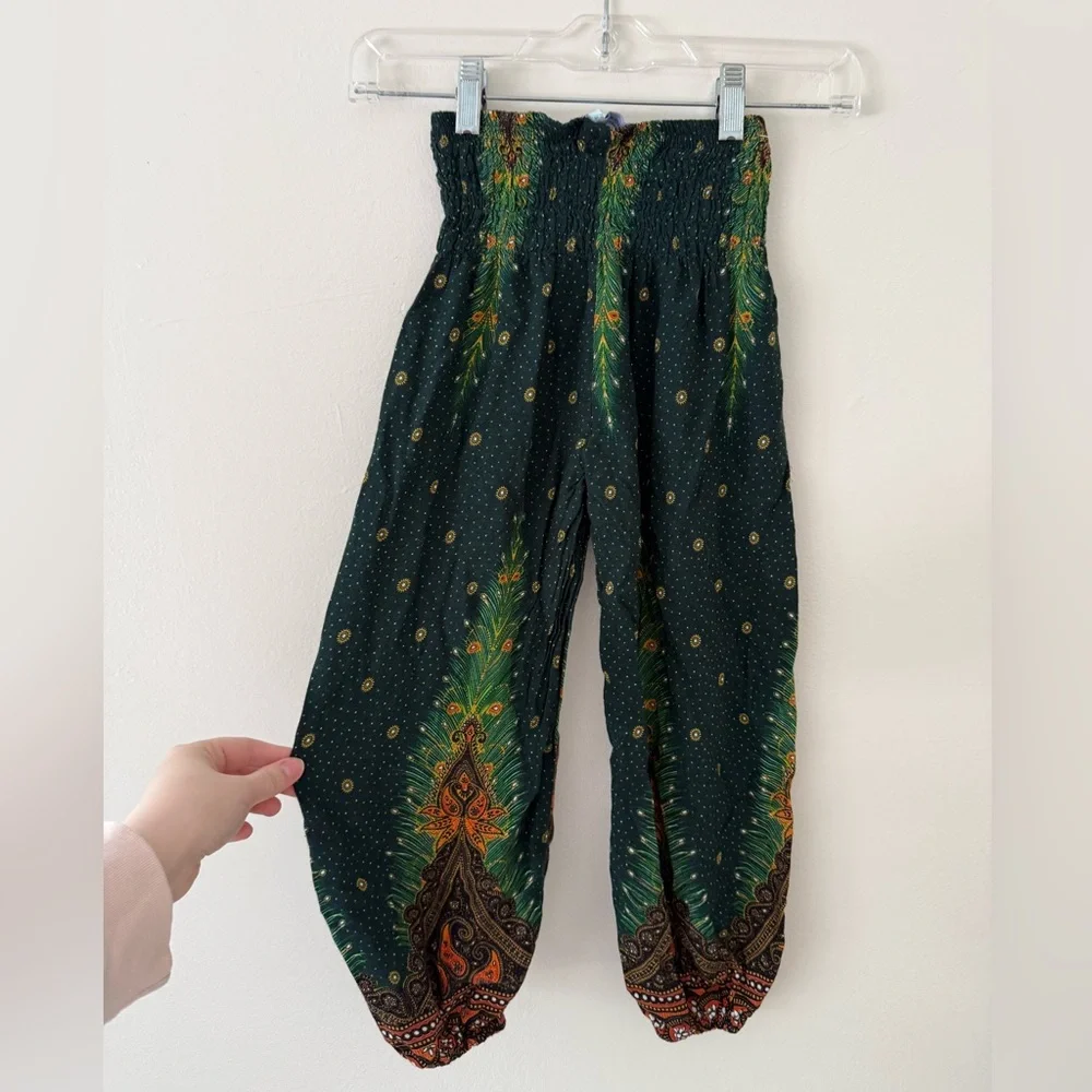 Girls Size 5 Boho Printed Harem Pants Smocked Paisley Peacock Mexicali Blues - Picture 4 of 12
